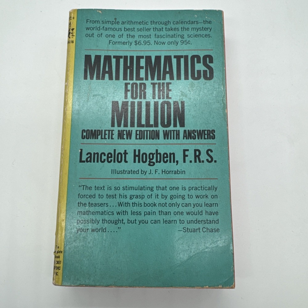 Mathematics for the Million book Lancelot Hogben 1965 Pocket Cardinal Edition